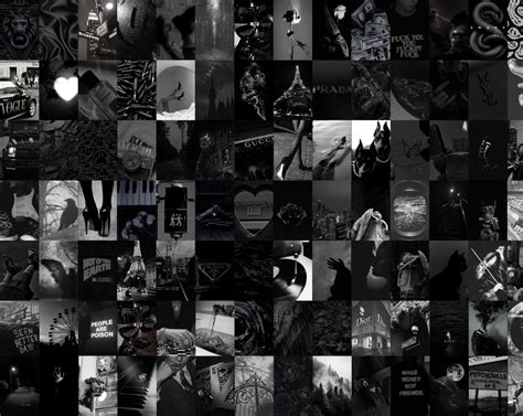 Black Aesthetic Wall Collage Kit Digital Download Photo Wallpaper Room ...