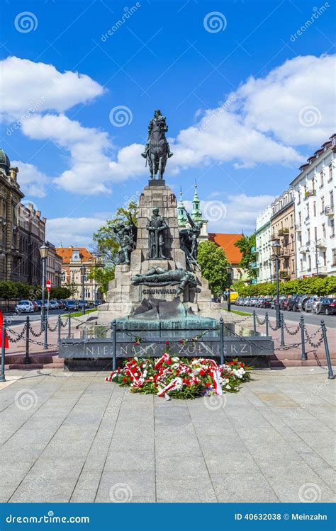 Battle of Grunwald Monument in Krakow Editorial Stock Photo - Image of ...