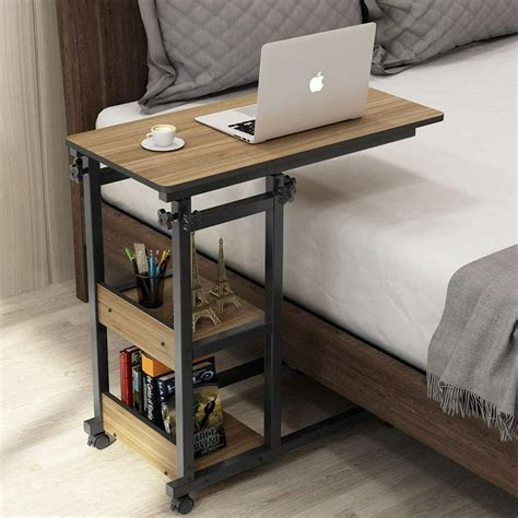 Snack Side Table, Mobile End Table Height Adjustable, C Shaped TV Tray ...