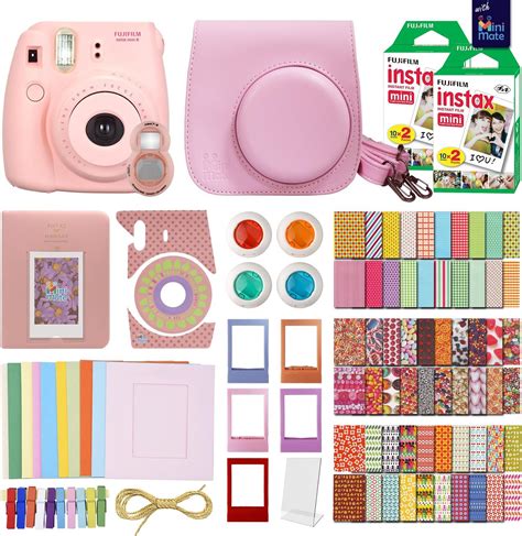 Amazon.com : FujiFilm Instax Mini 8 Camera Pink + 40 Instax Film + Accessories KIT for FujiFilm ...