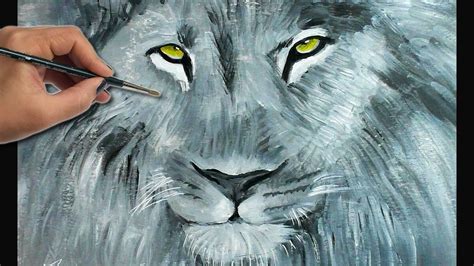 How to paint a LION with Acrylics | Painting Tutorial Demo | Lion ...