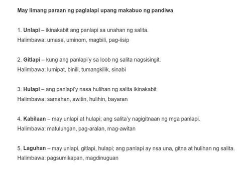 PANUTO: Magbigay ng salitang-ugat at lagyan ng angkop na panlapi ayon sa kaniyang uri upang ...