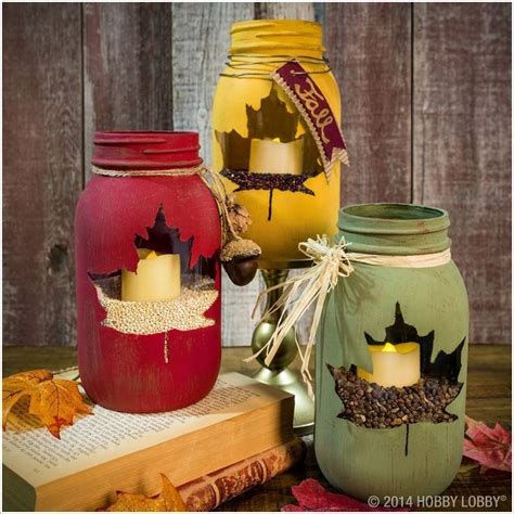 Maple Leaf Mason Jar - Mason Jar Crafts Love