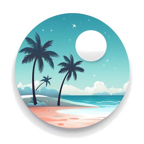 Premium AI Image | tree on the beach on light of moon logo on white background