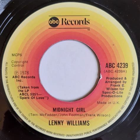 Lenny Williams – Midnight Girl / 'Cause I Love You (1978, Vinyl) - Discogs