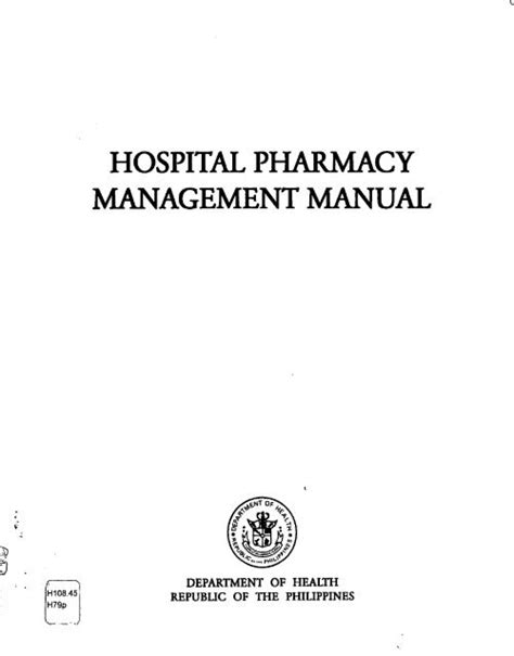 HOSPITAL PHARMACY MANAGEMENT MANUAL