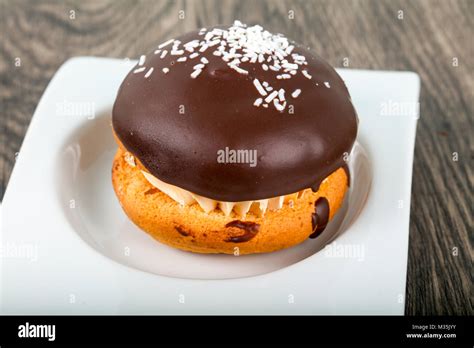 Bouchee cake with chocolate Stock Photo - Alamy