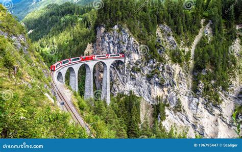 Landscape with Landwasser Viaduct in Summer, Filisur, Switzerland ...