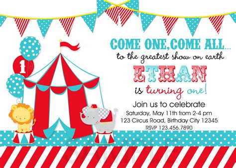 FREE Printable Circus Themed Birthday Party Invitations | Download Hundreds FREE PRINTABLE ...