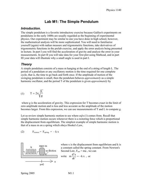 Simple Pendulum Experiment Report - ChelseajoysMason