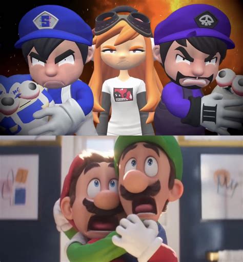 SMG4, SMG3 and Meggy scared Mario and Luigi by Noe0123 on DeviantArt