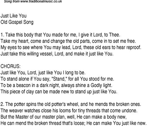 Just Like You - Christian Gospel Song Lyrics and Chords