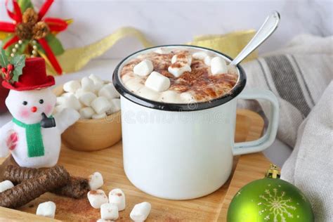 Hot Chocolate Marshmallow Topped with Cocoa Powder Stock Photo - Image ...