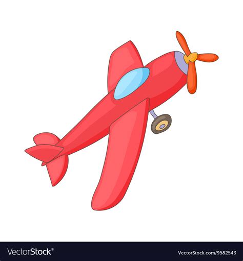 Red aircraft icon cartoon style Royalty Free Vector Image