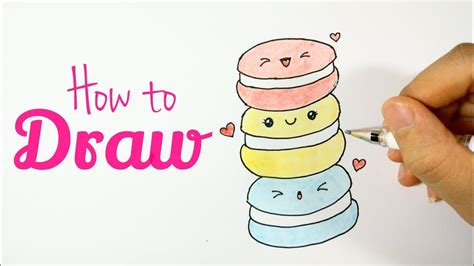 HOW TO DRAW MACARONS | Macaroons Easy Drawing Tutorial For Beginner - YouTube