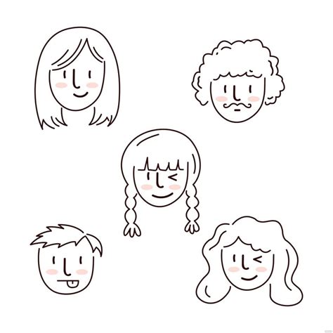 People Faces Doodle Vector in Illustrator, SVG, JPG, EPS, PNG - Download | Template.net