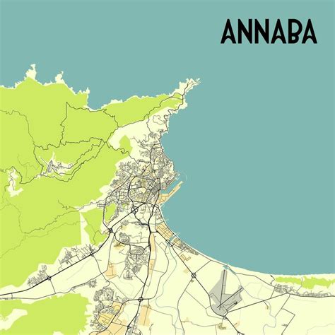 Annaba, Algeria, map poster art 43116218 Vector Art at Vecteezy