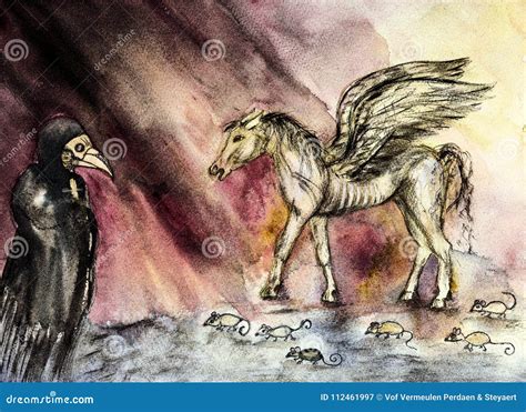 Pale Horse of the Apocalypse with Pestilence Doctor. Stock Illustration ...