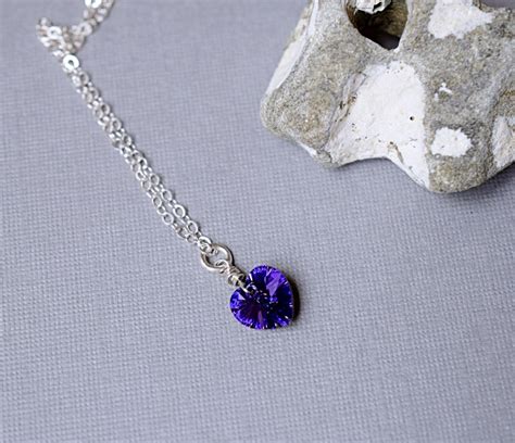 Swarovski Crystal Heart Necklace Custom Colors Amethyst | Etsy