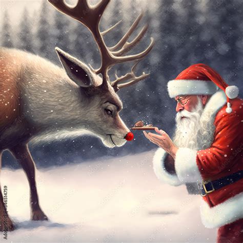 Santa Claus and Rudolph the red nosed reindeer Stock Illustration ...