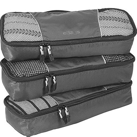 eBags Slim Packing Cubes for Travel - Organizers - 3pc Set - (Titanium)