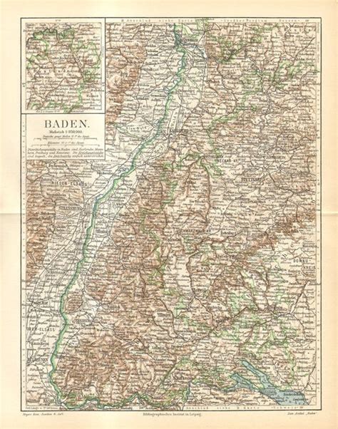 1906 Antique Dated Map of the Grand Duchy of Baden | Baden, Vintage world maps, Europe map