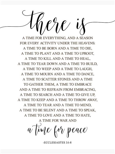 "There Is A Time For Everything, Ecclesiastes 3:1-8, Bible Verse, Christian Gift, Scripture Art ...