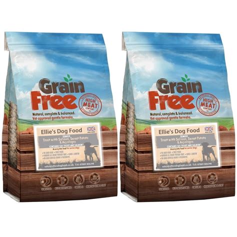 Grain Free Senior 50% Trout with Salmon, Sweet Potato & Asparagus Complete Dry Dog Food | Ellie ...