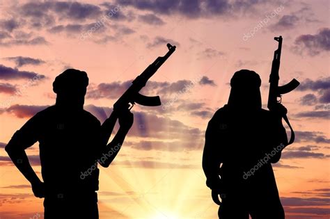 Silhouette of two terrorists Stock Photo by ©Prazisss 93662274