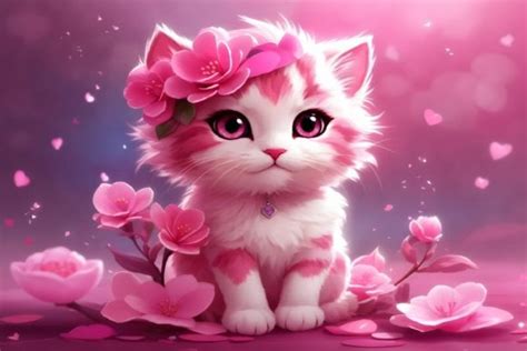 Pink Kitty Wallpaper Graphic by Forhadx5 · Creative Fabrica