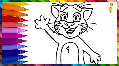 Drawing And Coloring Talking Tom 😺🐾 Drawings For Kids | Talking tom, Drawings, Animal drawings