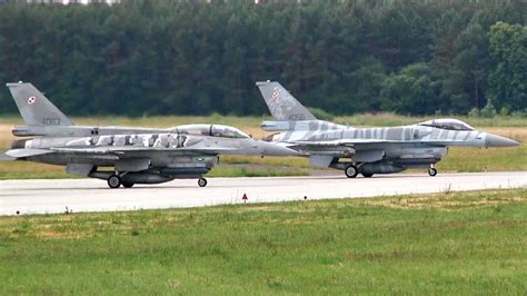 Polish Air Force F-16 Flexes Its Muscles - Takeoffs @ Łask Air Base - YouTube