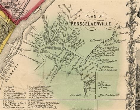 Rensselaerville Village, New York 1854 Old Town Map Custom Print ...