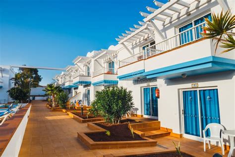 Complex of Hotel Buildings and Swimming Pool in Arena Hotel in Corralejo, Spain Editorial ...