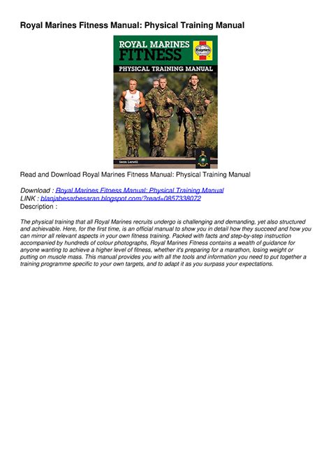 [PDF] DOWNLOAD EBOOK Royal Marines Fitness Manual: Physical Training Manual epub - Royal Marines ...