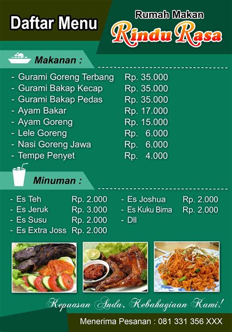 Desain daftar menu makanan .psd GRATIS | Monggo...