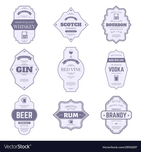 Alcohol bottle labels traditional labels Vector Image