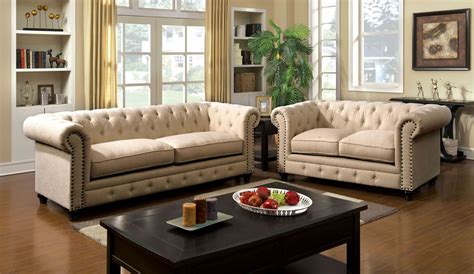 Stanford Ivory Fabric Living Room Set from Furniture of America (CM6269IV-SF) | Coleman Furniture