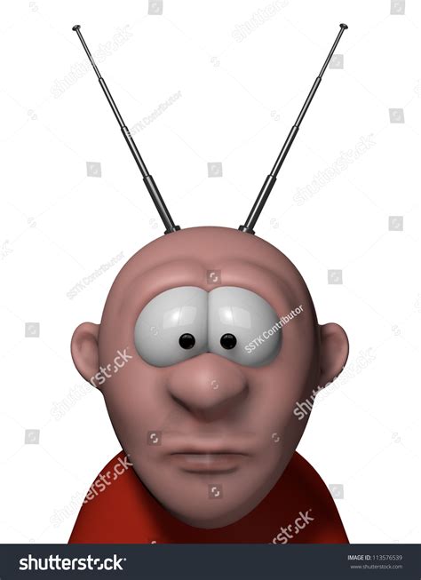 Cartoon Man With Antenna On His Head - 3d Illustration - 113576539 ...