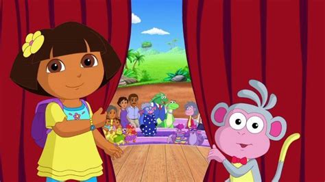 dora the monkey and her friends are talking to each other in front of a ...