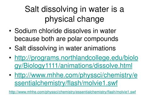 Is Dissolving Salt A Chemical Change at James Torres blog