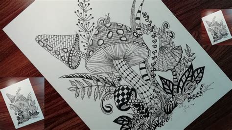 Mushroom zentangle | Zentangle Drawing | Zentangle Art | Tangle Art - YouTube