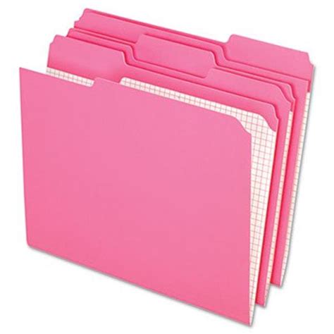 Two-Ply- Reinforced File Folders- 1/3 Cut- Top Tab- Letter- Pink- 100 ...