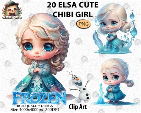 Frozen Elsa Cute Chibi Clipart Frozen Parody Clipart Frozen - Etsy UK