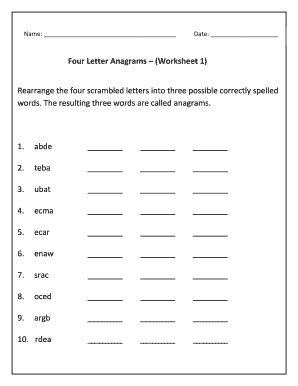 Anagrams Worksheet Pdf - Fill Online, Printable, Fillable, Blank ...