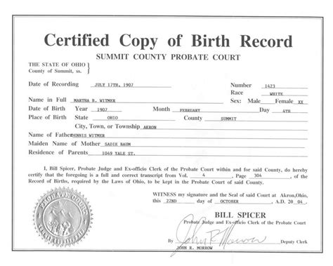 Sample Blank Birth Certificate