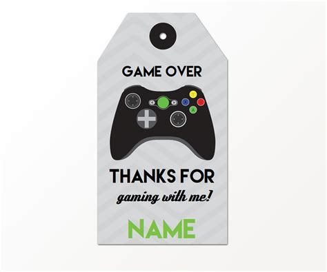 Video Game Favor Tag with Black Controller - Printable Studio