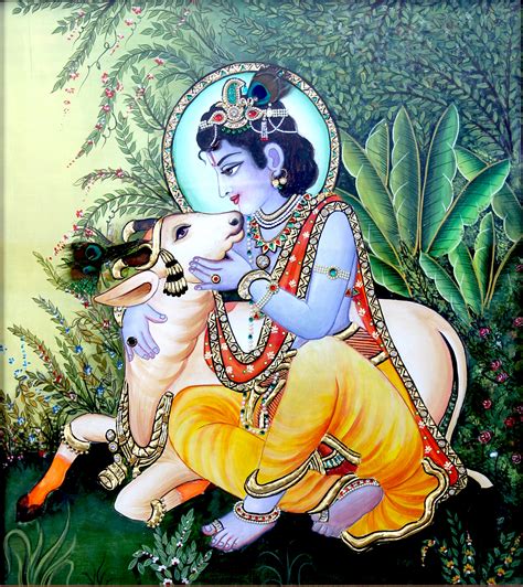 Lord Krishna With Cow Painting