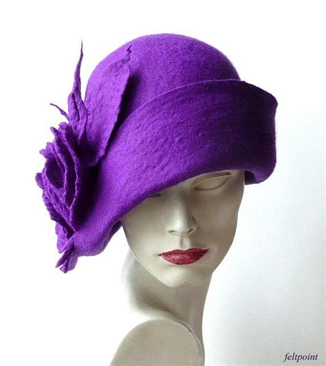 Purple Felted hat felt hats Women's hat Cloche Hats | Etsy Retro Hats, Fancy Hats, Hats Vintage ...