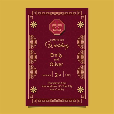 Red Yellow Chinese Wedding Invitation Card Design Template 13507578 Vector Art at Vecteezy